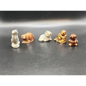 Set of 5 Wade Whimsies Animal Figurines Dog Raccoon Cat Beaver Rabbit Collection